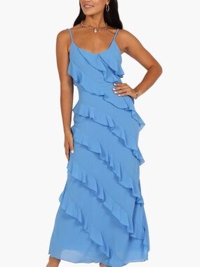 Petal & Pup Ruffle Chiffon Wedding Guest Dress